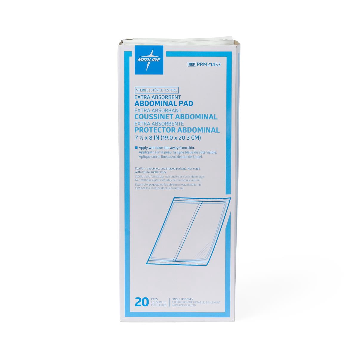 Medline Sterile Abdominal Pads, 240 Count, 8in x 7.5in, Extra Absorbent, for Wounds and First Aid