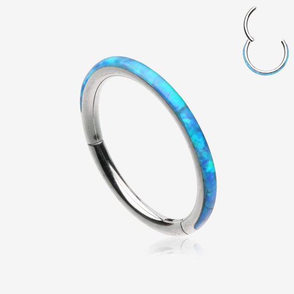 Brilliant Fire Opal Lined Seamless Clicker Hoop Ring