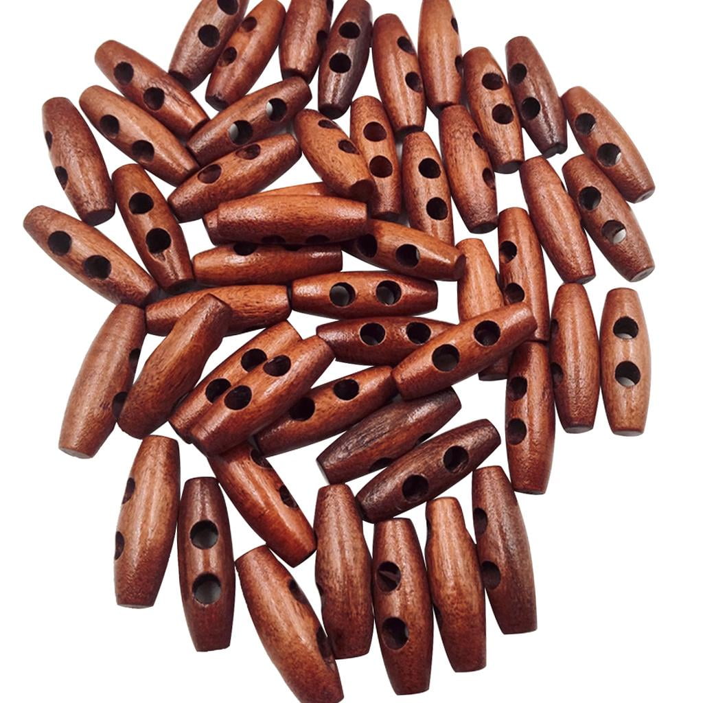 GUOOL 8x 50 Pieces Brown 2-Holes Olive Shape Wooden Buttons Sewing on Clothing Coat for Decoration