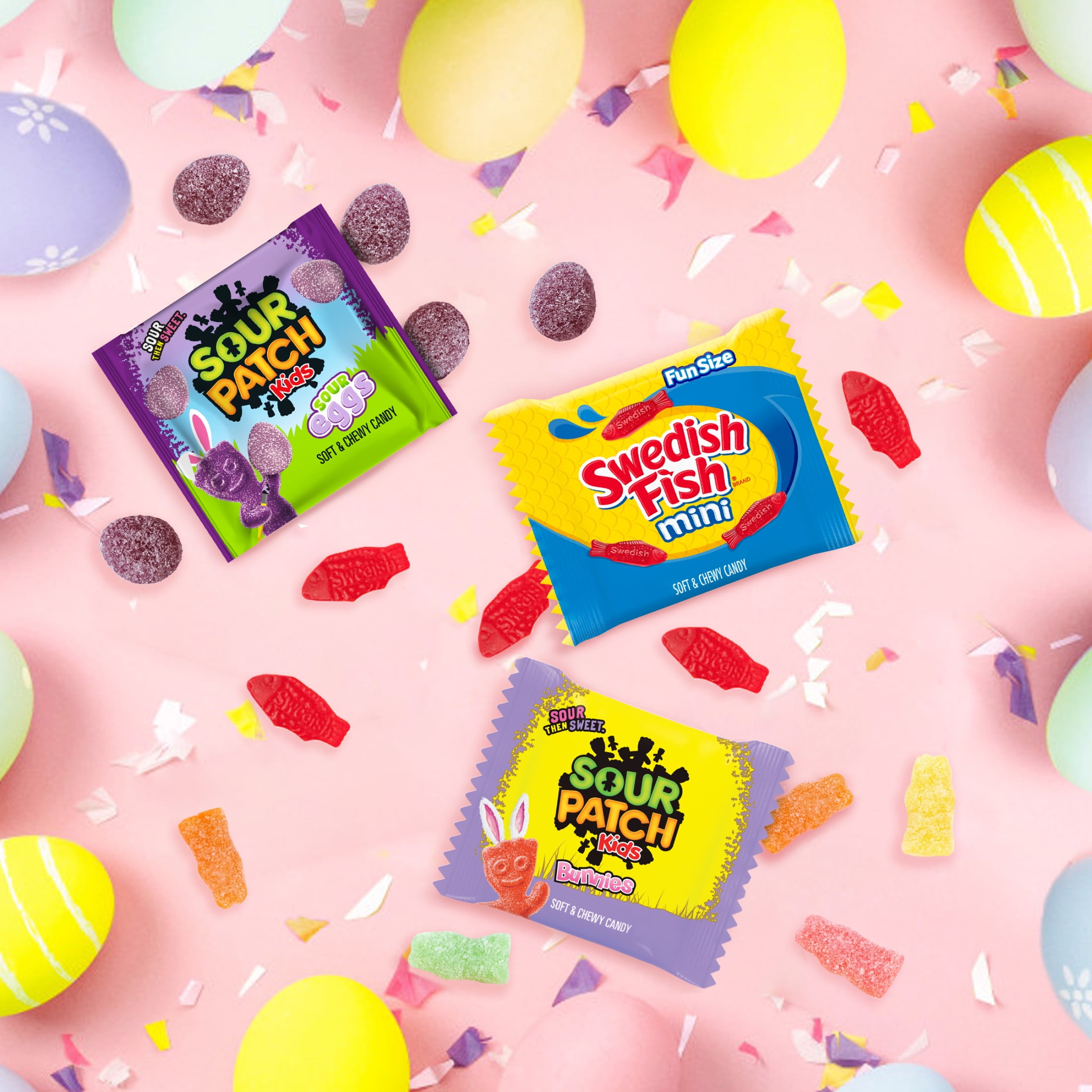 SOUR PATCH KIDS Bunnies, Eggs & SWEDISH FISH Soft & Chewy Easter Candy Variety Pack, 80 Snack Packs