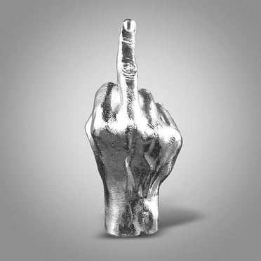 Finger Gesture Statues Hand Sculpture Decor Finger Statue Resin Desk Decorations for Home Silver 9*7*20cm