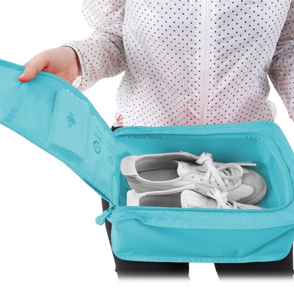Konghyp Portable Travel Shoe Storage Bag, Foldable Multi-Functional Organizer for Shoes and Clothes, Hand Carry Shoe Bag with Compartments for Suitcase Luggage Packing Organization