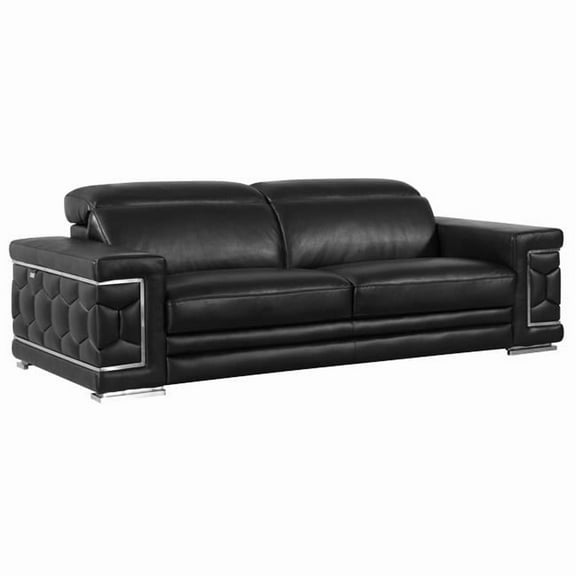HomeRoots 329597 89 in. Sturdy Black Leather Sofa