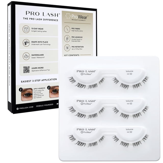 Eyelash Clusters Pro Lash ProWear, volumen n.º 02, negro, 3 juegos