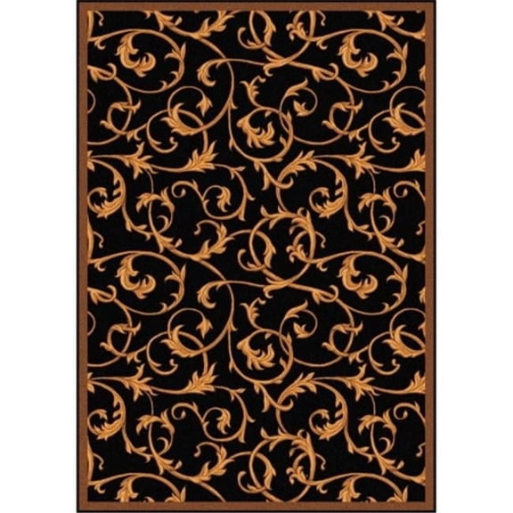 Any Day Matinee Acanthus Rectangle Theater Area Rugs  01 Black - 7 ft. 8 in. x 10 ft. 9 in.