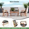thumbnail image 4 of Gymax 4 Pieces Conversation Set Acacia Wood Loveseat Chair & Table for Patio, 4 of 7