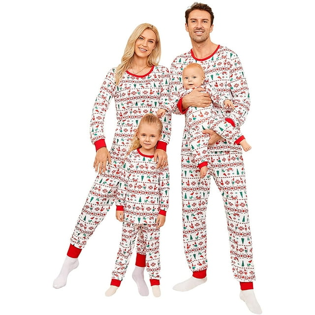 ITFABS Ensemble de Nuit à Manches Longues Parent-Enfant/ Combinaison pour Adultes/enfants
