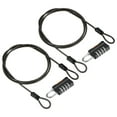 thumbnail image 1 of Cable de acero de seguridad con candado de combinación de 4 dígitos, 2 juegos de 1.6 pies de cuerda de seguridad recubierta, candado de doble lazo, negro, 1 of 7