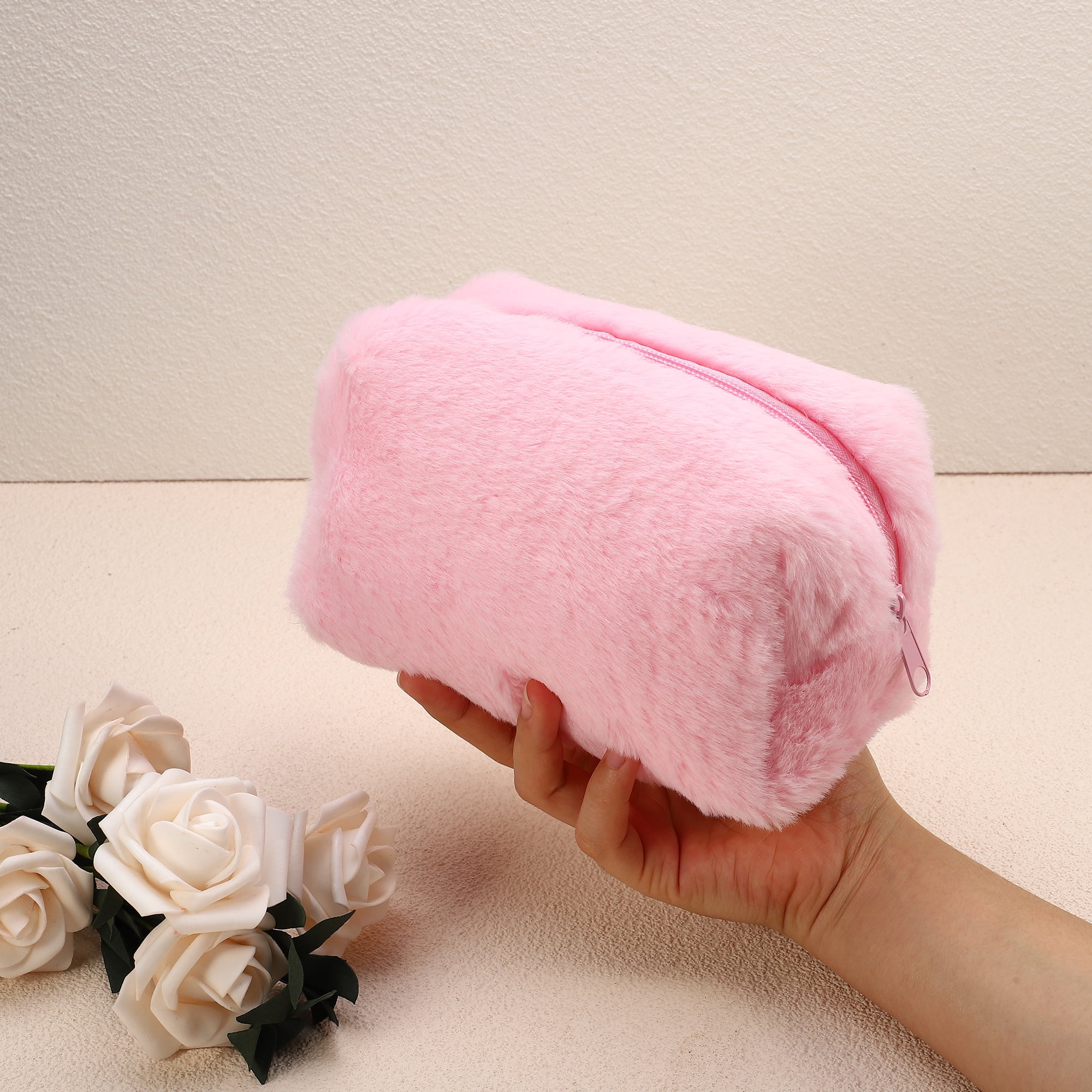 Unique Bargains Floral Makeup Bag Zipper Flower Cosmetic Pouch Pink