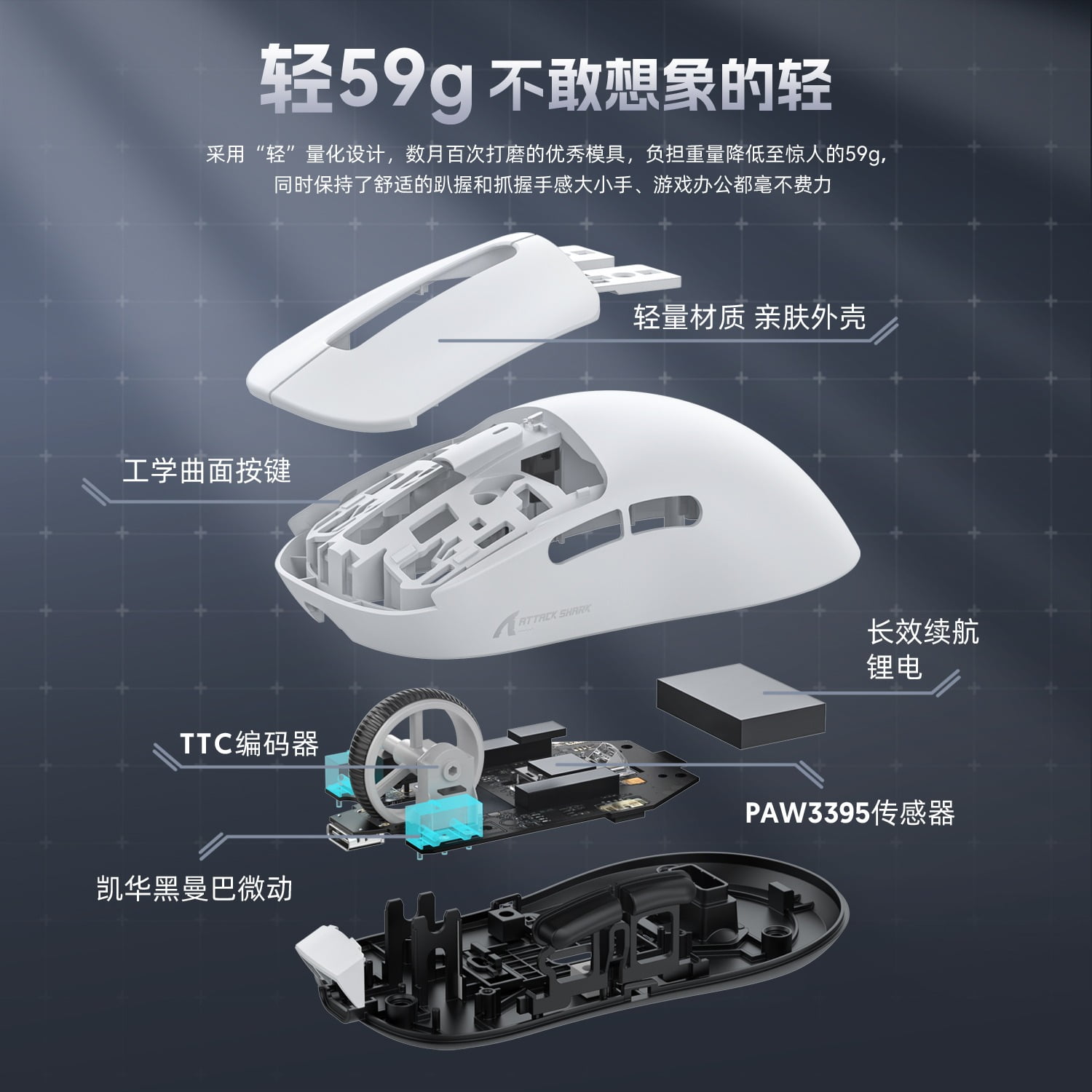 Attack Shark X3 PRO Wireless Gaming Mouse, PAW3395 Sensor 8K Polling Rate, 36g Superlight for Small/Medium Hands, 2.4G & Wired Dual Mode