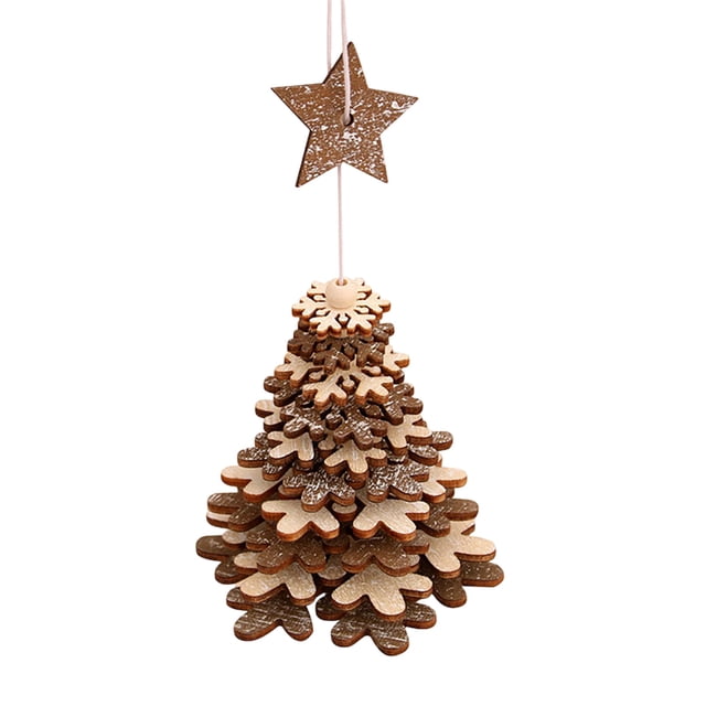 SIfdSeng Get it Fast Wooden Snowflake Red Green Brown Holiday Clock 3D Hanging