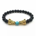 thumbnail image 2 of RSAMD 8mm Natural Stone Beaded Bracelet Black Lava Stone Tiger Eye Dragon Bangle 2019-9, 2 of 2