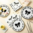 thumbnail image 4 of Bexikou 20 Pcs Black Bow Birthday Party Supplies Include Bow Plates Napkins Disposable Tableware Set Birthday Party Paper Plates,Napkins for Girls Wedding Bridal Baby Shower Serve 20 Guest, 4 of 5