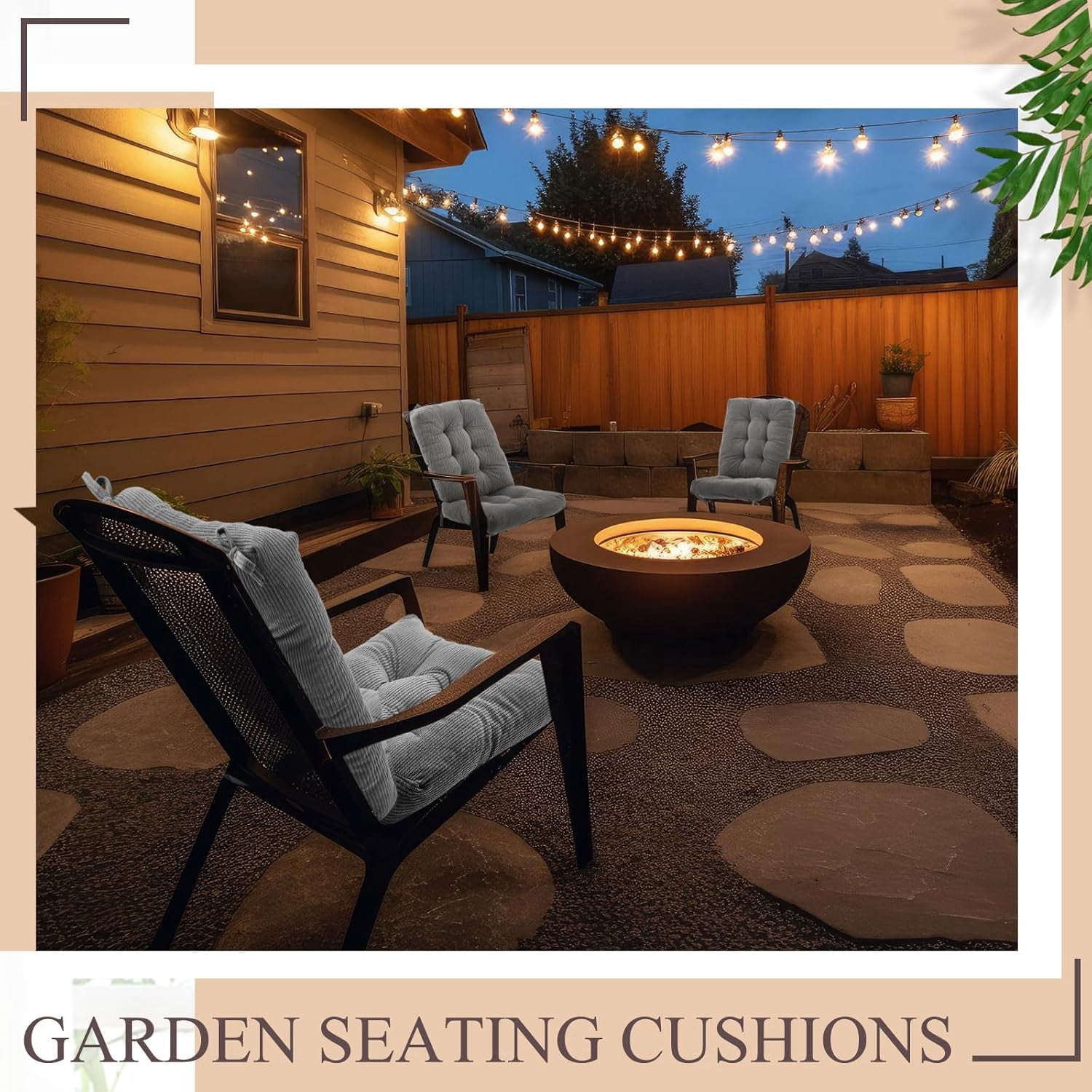 4 Set Outdoor Patio Chair Cushions Corduroy Seat High Back Tufted Pillow Replacement Rocking Patio Chair Pads for Outdoor Indoor Home Office (Gray)