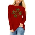 thumbnail image 4 of Craaazy St Patricks Day Shirts Women's Long Sleeve Round Neck Shamrock Tops Gifts, 4 of 5