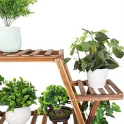 Large Pine Wood Plant Stand Indoor Outdoor Garden Flower Shelf 8 Tiers for Multiple Pots