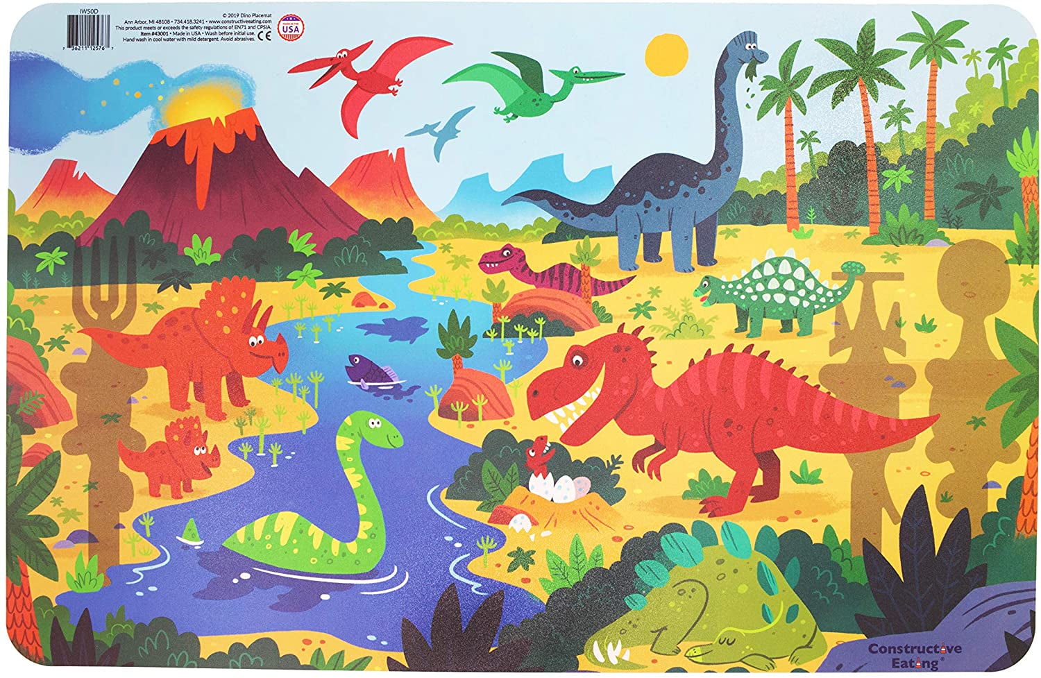 Constructive Eating Dinosaur Placemat for Toddlers, Infants, Babies and