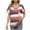 Wine, variant on Annhoo Womens Summer Casual Tops V Neck Striped Rolled Short Sleeve Shirts Color Block Holiday Blouses with Pocket
