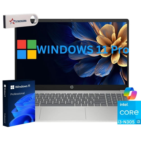 HP 17 Home & Business Laptop,17.3" HD (1600 x 900) , Intel Core i3-N305 (Beat Ryzen 5 7520U) 8GB RAM, 2TB SSD, Webcam, Bluetooth, Wi-Fi,Windows 11 Pro/XTREDURA FLASH Drive