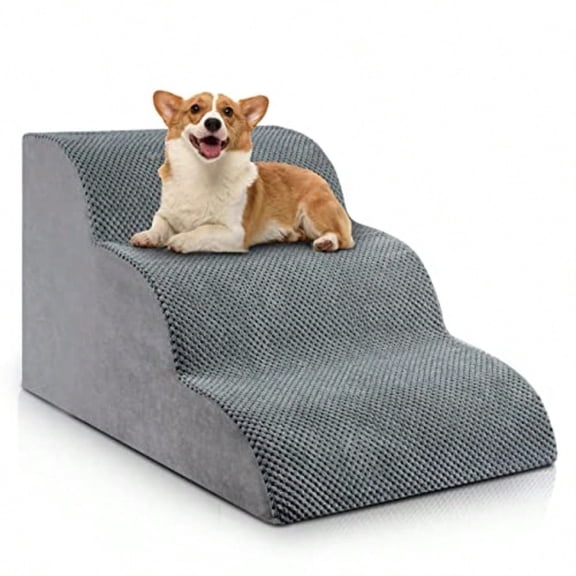 Dog Stairs for Small Dogs 3-Step Dog Stairs for High Beds and Couch Pet Steps for Small Dogs and Cats Non-Slip Stable Indoor Dog Steps