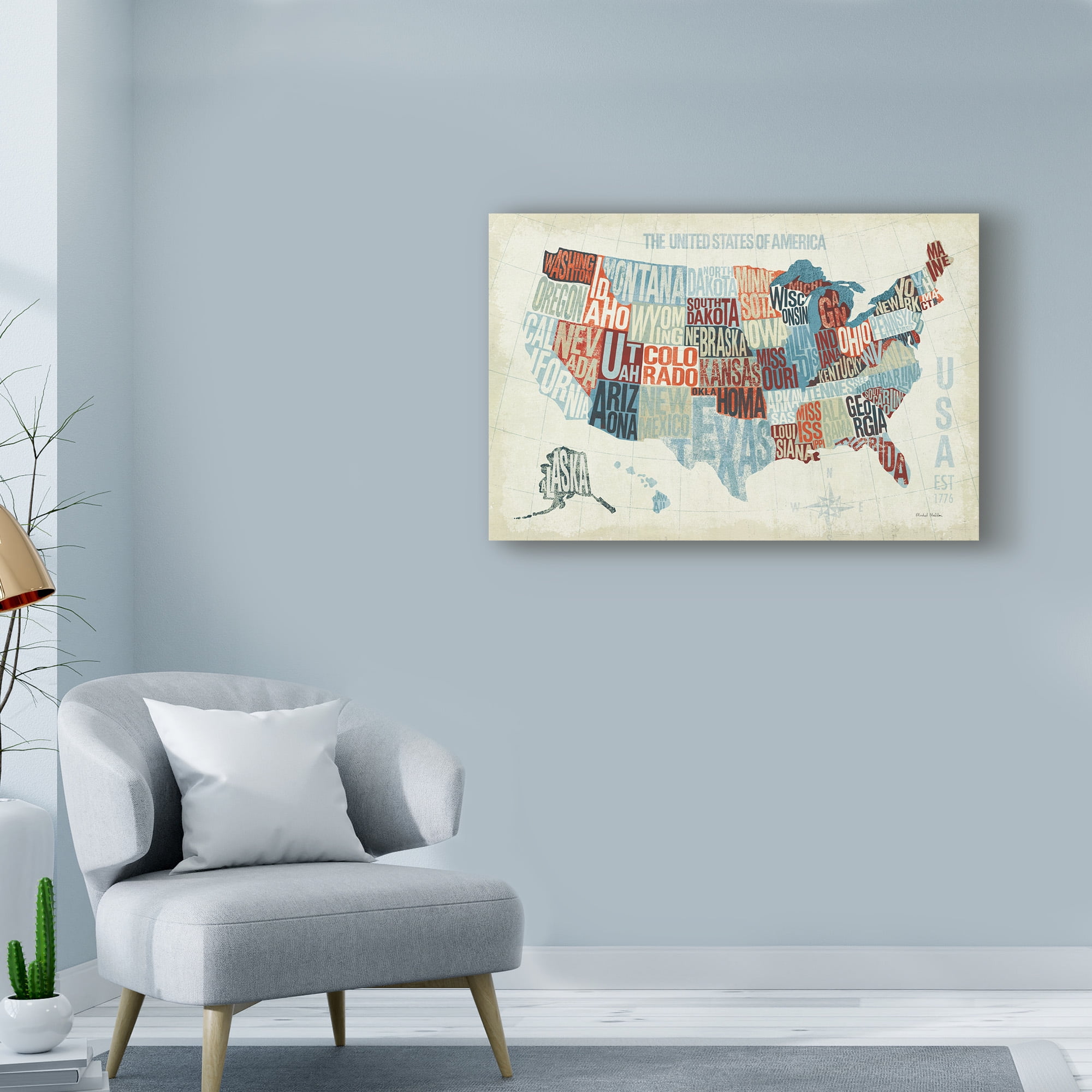 Trademark Fine Art 'USA Modern Blue' Canvas Art by Michael Mullan