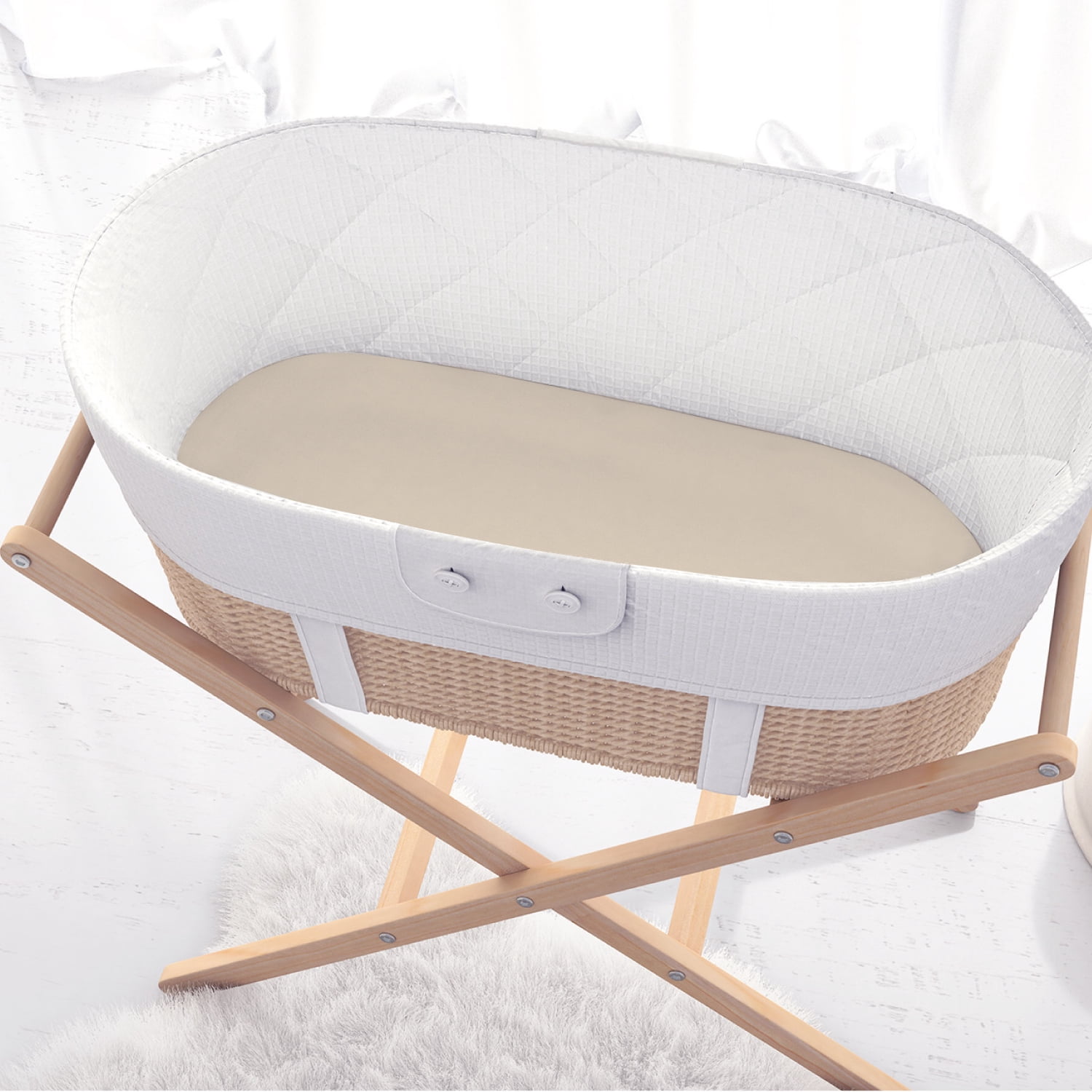 The Peanutshell Caramel Safari Organic Cotton Jersey 4 Pack Bassinet Sheets