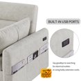 thumbnail image 3 of Jopath 55" Corduroy Twins Pull Out Sofa Bed With 2 Large Side Pockets And Usb, Convertible Sleeper Couch, Loveseat With Adjsutable Backrest For Small Place, Beige, 3 of 9
