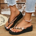 thumbnail image 4 of Women's Flip-Flop Casual T-Strap Wedge Sandals Soft Sole Seasides Beach Travel Shoes for Summer, 4 of 5