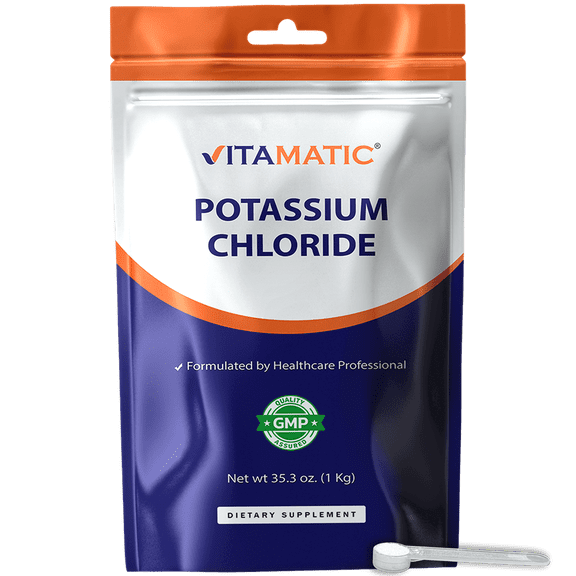 Vitamatic Potassium Chloride Powder – 1 Kg (2.2 lb) – Pure, No Fillers, Non-GMO, Gluten Free
