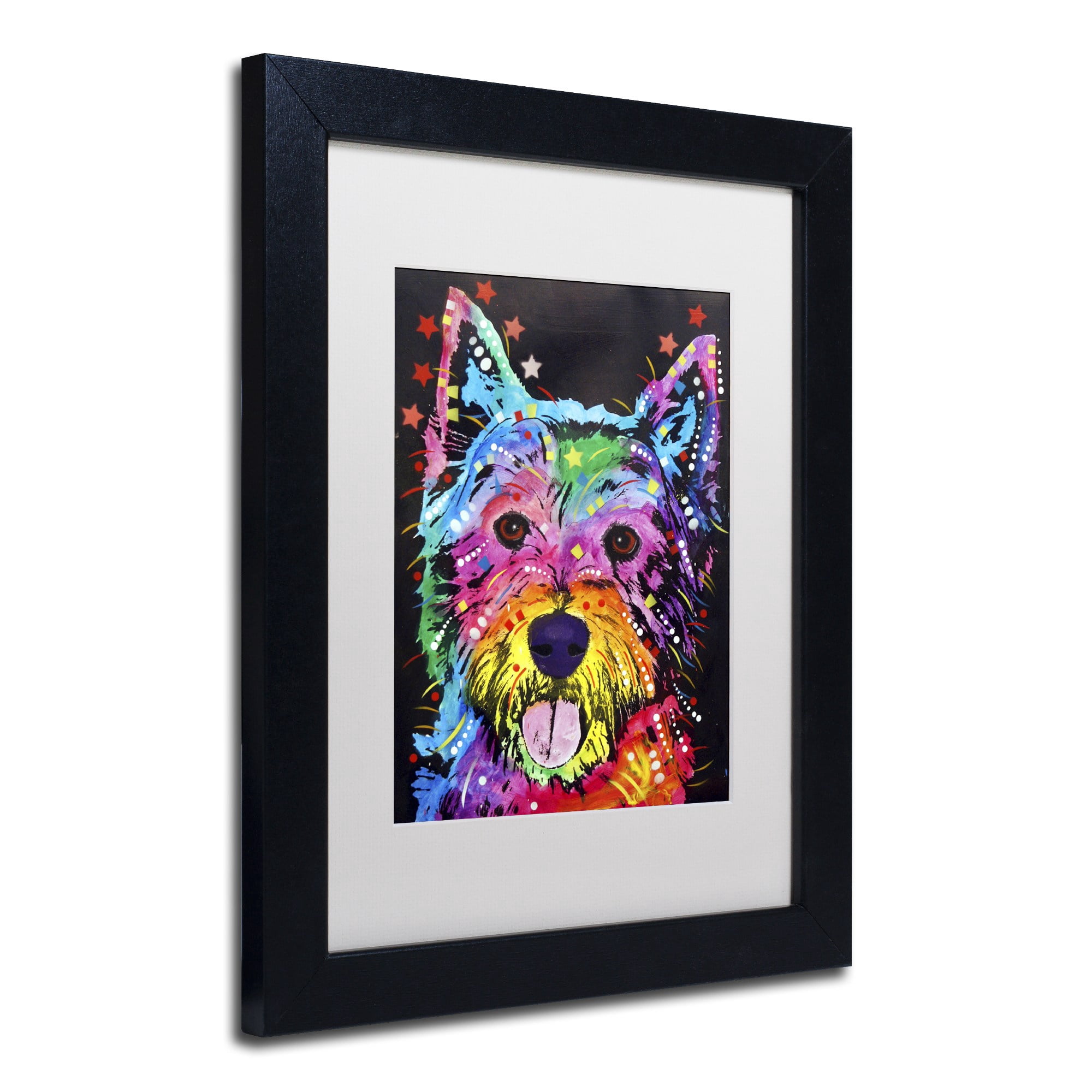 Trademark Fine Art "Westie" Canvas Art by Dean Russo, White Matte, Black Frame