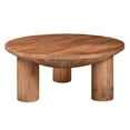 thumbnail image 2 of Meridian Coffee Table, 38 Inch Round Top, 3 Column Pillar Legs, Natural Brown Mango Wood, 2 of 5