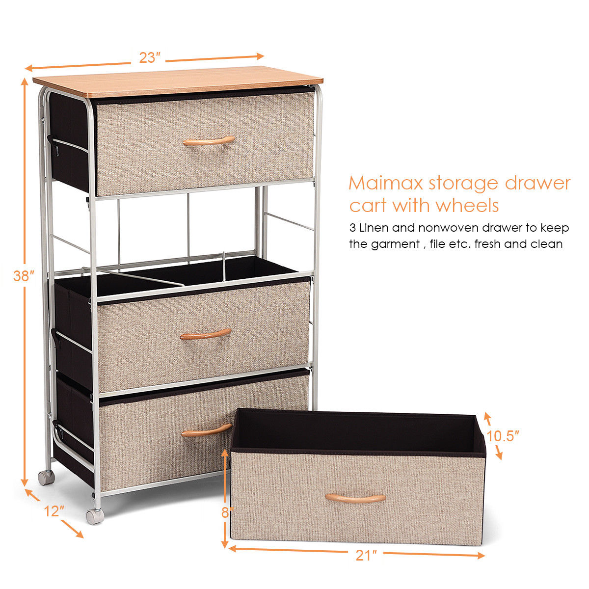 4 Drawer Fabric Storage Organizer Unit Side Table Dresser Cabinet W Wheels New