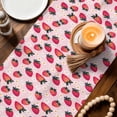 thumbnail image 4 of Strawberry Table Runner, Pink Spring Summer Rustic Floral Fruit Washable Cotton Linen Table Runners 36 Inches Long, Dresser Scarf Runner for Nightstand/End Tables/Round Tables 13''x36'', 4 of 8