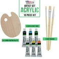 thumbnail image 2 of U.S. Art Supply Artist Painting Set with 6 Vivid Acrylic Paint Colors, Wood Painting Palette, 3 Brushes - Basic Artwork Project Essentials - Fun Children, Kids, School, Students, Beginners Starter Kit, 2 of 5