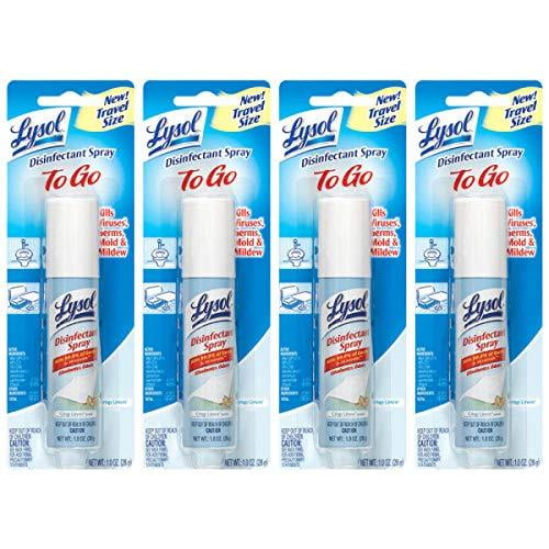 Lysol To Go Disinfectant Spray, Crisp Linen, Travel Size - 1 oz (Pack of 4)