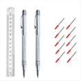 thumbnail image 1 of 2-Pack Tungsten Carbide Marking Pens with 10 Replacement Marking Tips Tile Glass Metal Plate Marking Pen,2 * marking pens 10 * replacement pen tips 1 * ruler, 1 of 6