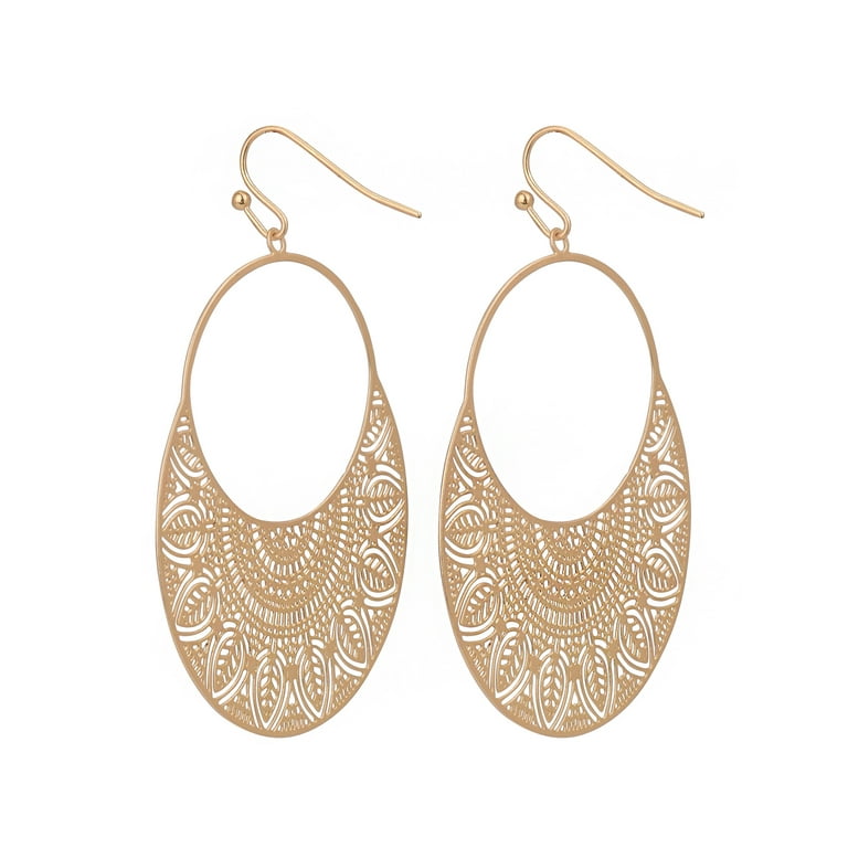 Time and Tru Adult Women's Gold Tone Filigree Metal Drop