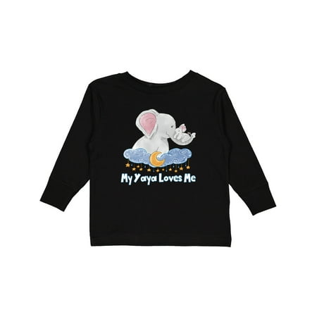 

Inktastic My Yaya Loves Me Cute Elephants Clouds Moon and Stars Gift Toddler Boy or Toddler Girl Long Sleeve T-Shirt