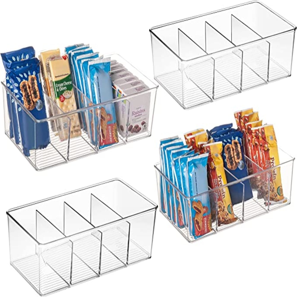 Plastic Pantry Organization and Storage Bins with Dividers Perfect
