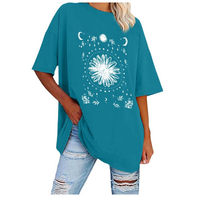 YDLCAFD Button Down Shirts for Women Work Pattern Women Oversized Loose Crew Neck Short Sleeve T Shirts Summer Tops Shirt Tops Women Printed Casual Tops Blouse