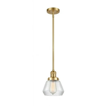 201S-SG-G172-Innovations Lighting-Fulton - 1 Light Stem Hung Mini Pendant In Industrial Style-9 Inches Tall and 7 Inches Wide-Satin Gold Finish-Clear