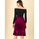 thumbnail image 5 of Falda Asimétrica Cruzada De Terciopelo Con Lazo Lateral Y Volante Dividido Para Mujer Vino rojo M, 5 of 6