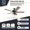 thumbnail image 3 of Prominence Home Inland Seas 52" Bronze Farmhouse Ceiling Fan with 5 Blades, 3 Arm Cage Light Kit, Pull Chains & Reverse Airflow, 3 of 15