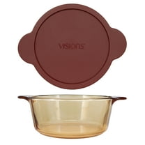 Visions VM2.25 2.25L Amber Glass Casserole Dish and CM 225-PC Cranberry Lid