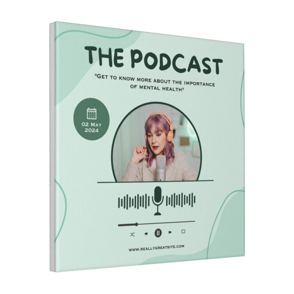 Custom Canvas Prints Mint Green Illustrative Podcast Mental Health Personalized Photo Image Collage DIY Framed Kit Wall Art Picture Room Decor 18x18 inch