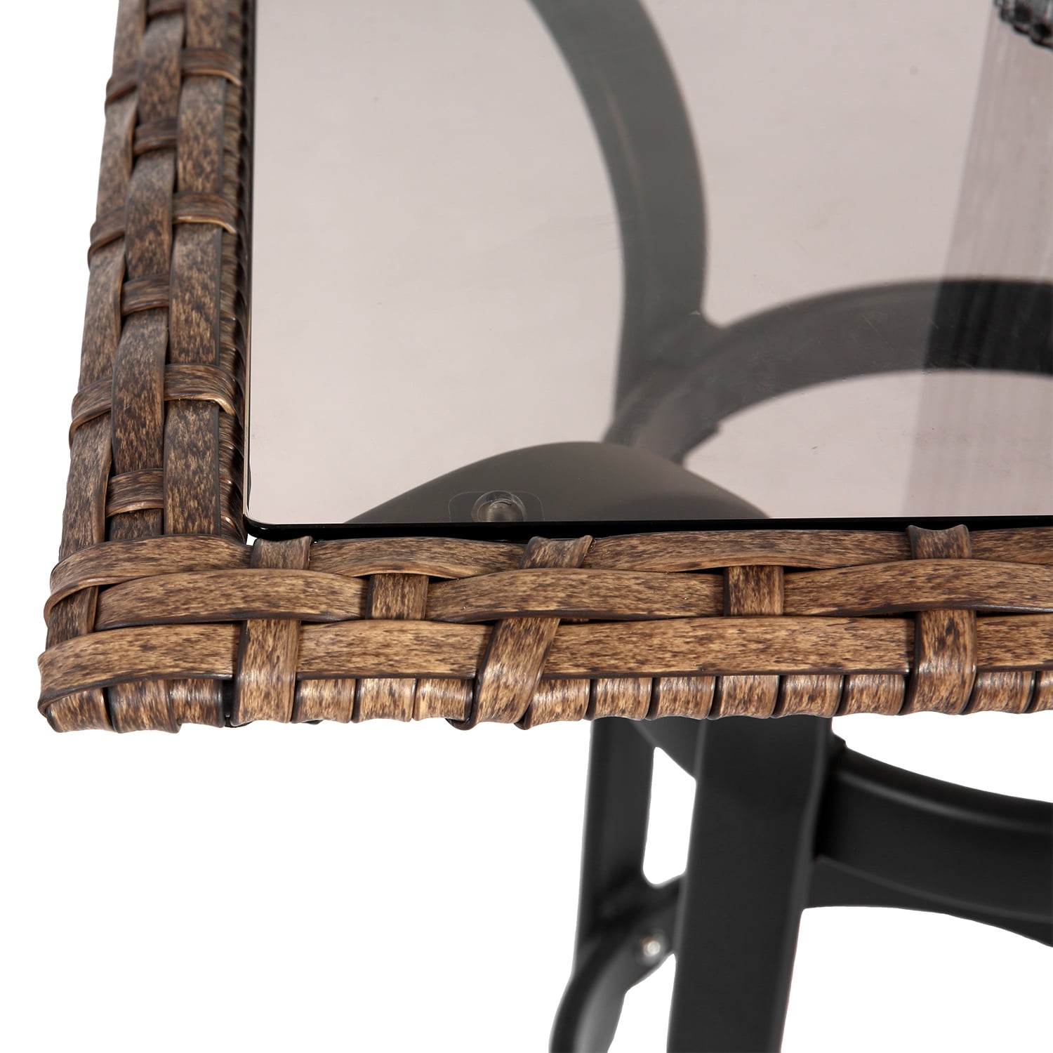 Demi Bonn 3 Pieces Patio Set Outdoor Wicker Furniture Sets Modern Rattan Chair Conversation Sets with Coffee Table for Yard and Bistro, Brown