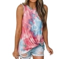 thumbnail image 3 of Qarigey Camiseta sin mangas con cuello y dobladillo retorcido con estampado teñido anudado para mujer Prendas para la parte del cuerpo Vino rojo S Qarigey AP001690-11, 3 of 6