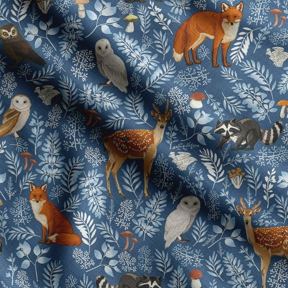 Soimoi Animals Print, Silk Fabric, Decor Sewing Fabric by The Yard 42 Inch Wide,Decorative Fabric for Shirts Suits Ties, Blue