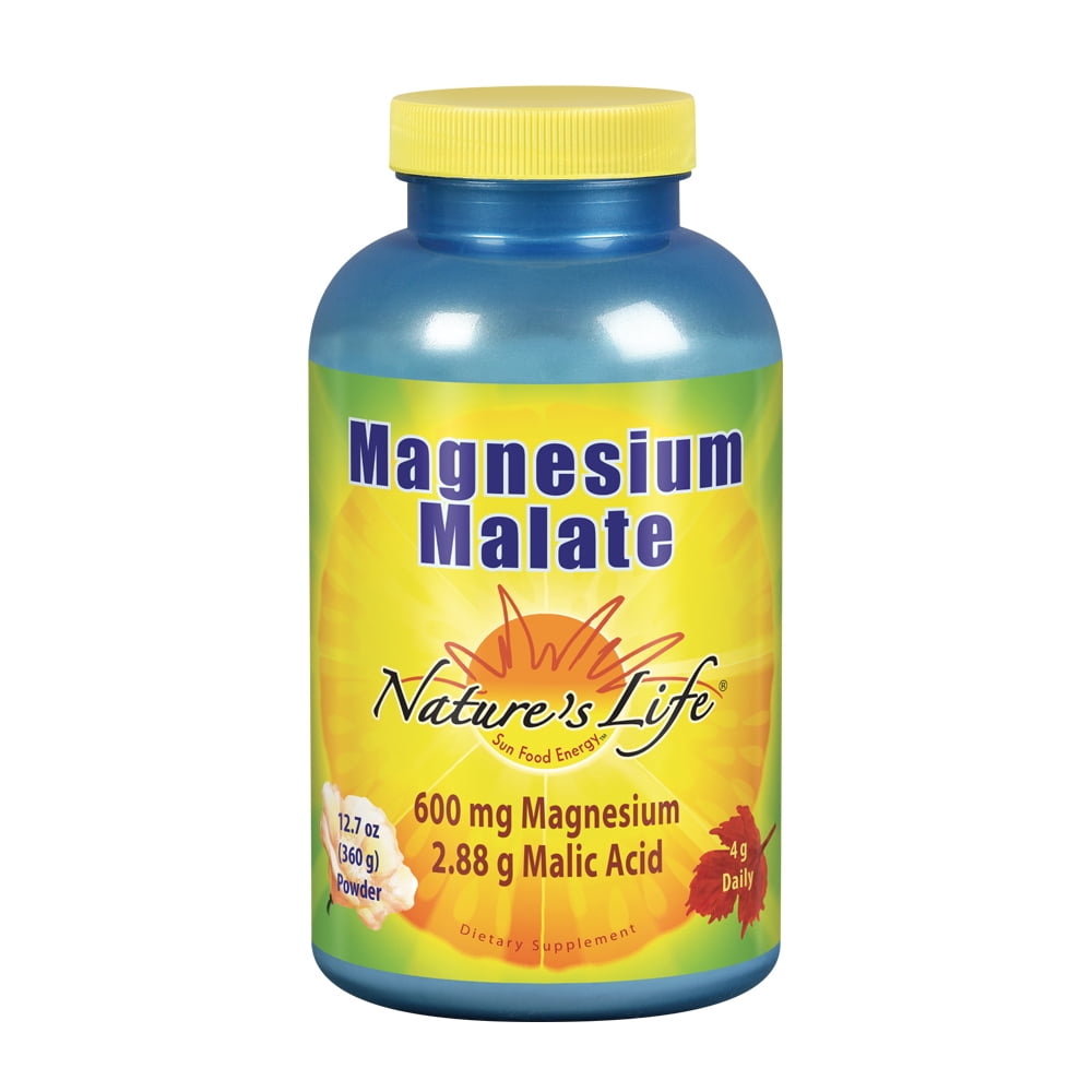 Nature's Life Magnesium Malate Powder, 600mg Per Serving | With Malic Acid | Healthy Heart, Muscle & Bone Health Support | Vegetarian | 90 Servings