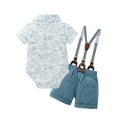 thumbnail image 2 of CARETOO Infant Boy Clothes Suit Newborn Formal Outfits Dress Shirt Bowtie Suspender Shorts 3Pcs Set, 2 of 17